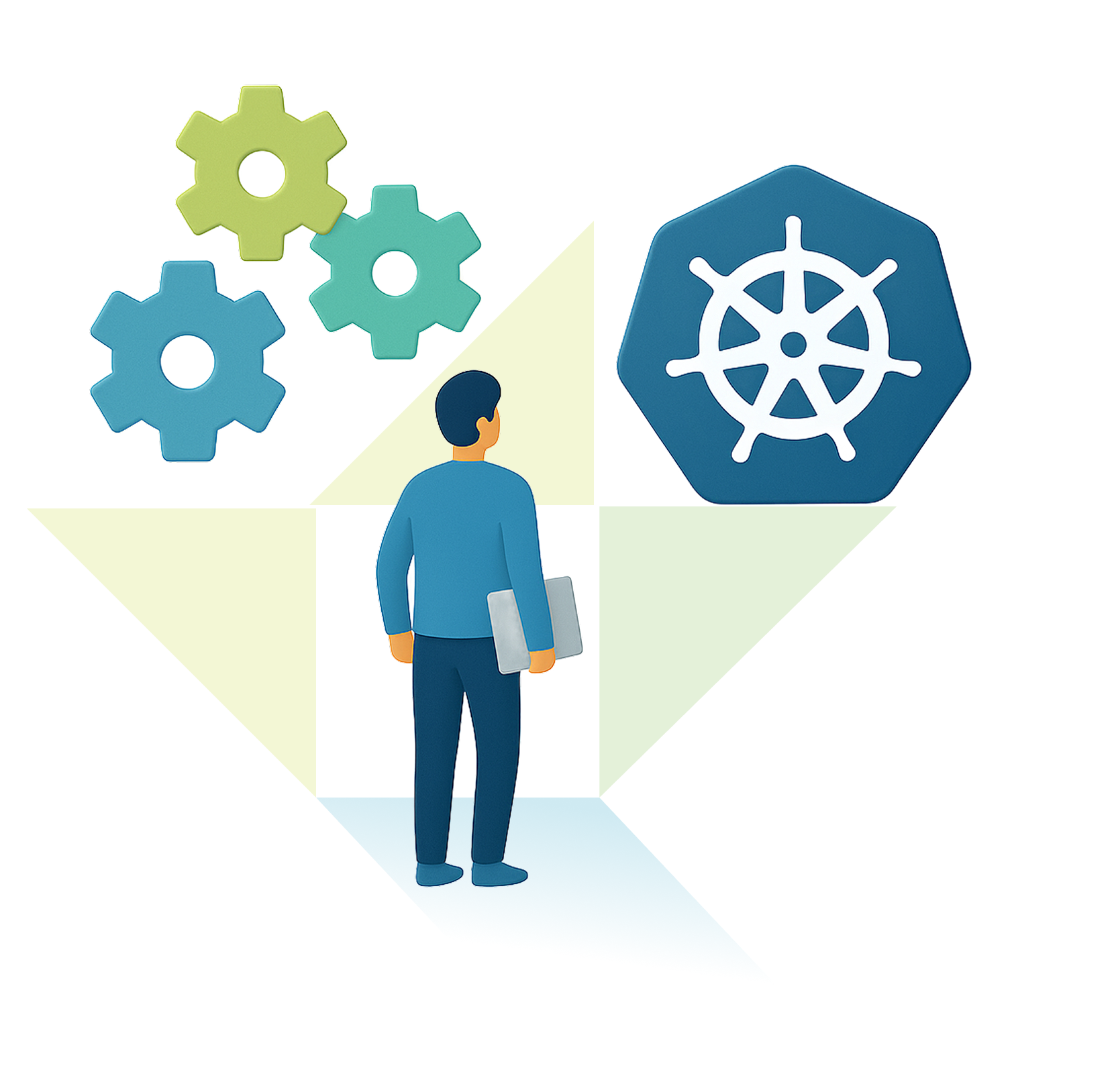 Frame 181 (1) image showing person gears and kubernetes logo